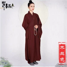 Shaolin Zen Buddhist Monk Meditation Cotton linen Long Robe Kung Fu Uniform Gown