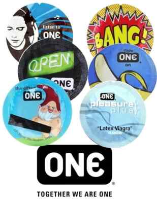Hodo2Go's ONE Condoms Mixed Pleasure Pack - NonGMO Latex - 6pk, 12pk, 24pk