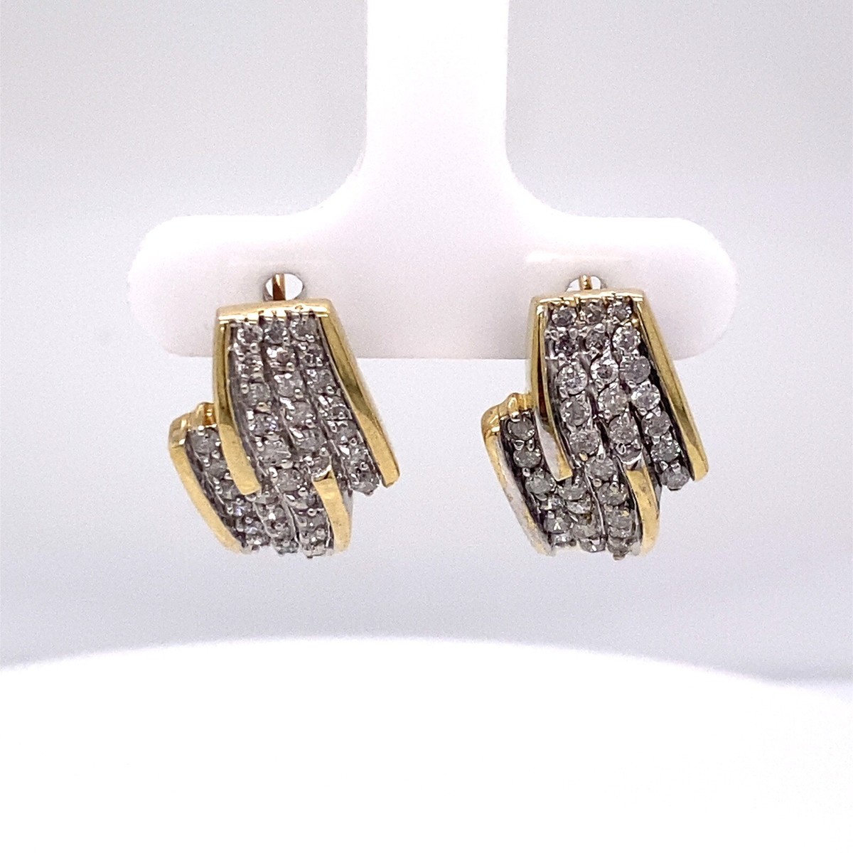 LADIES LINEAR EARRINGS 1.00CT ROUND/BAGUETTE DIAMOND 14K WHITE GOLD LADIES LINEAR EARRINGS 1.00CT ROUND/BAGUETTE DIAMOND 14K WHITE GOLD
