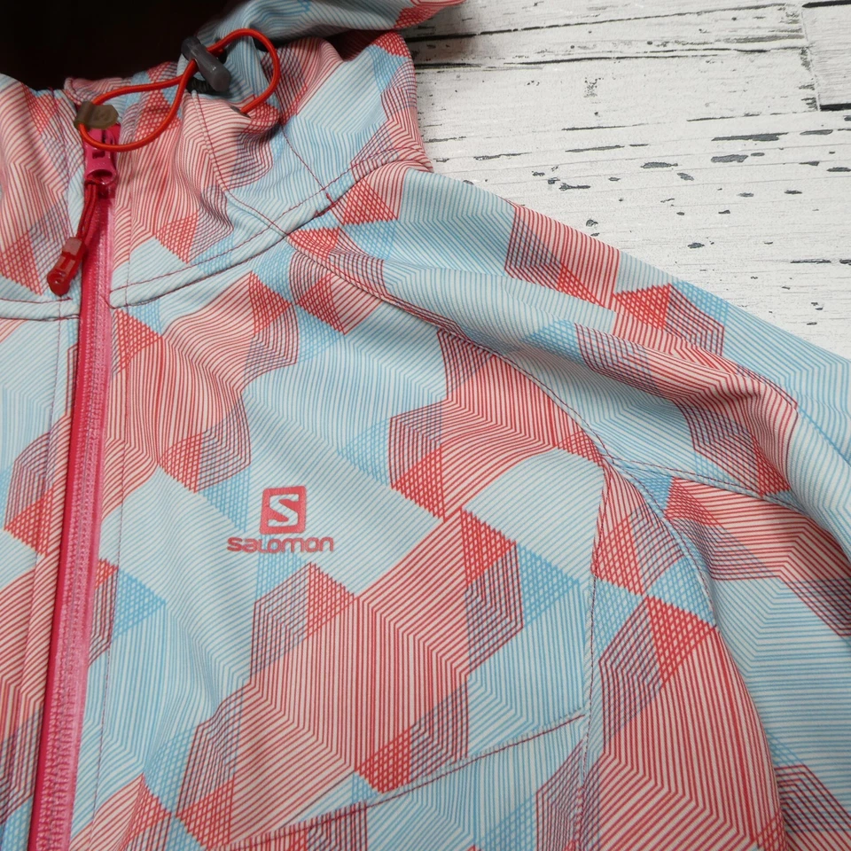 Salomon Ski Jacket Womens S Blue Red Softshell Geometric Full Zip Fleece Lined - Image 2 of 4