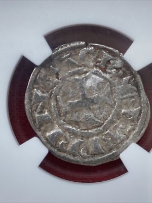Crusader Coin NGC Certified Silver Knights Templar Cross 1285 Charles II Anjou