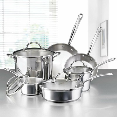 Stainless Steel Induction Cookware 10PC Set Pots Lids Fry ...