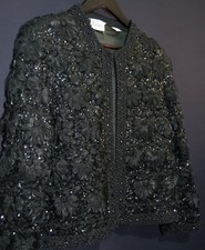 J.k. Laing: Vintage Black Embellished Floral Jacket / Size: L / Size: 14-16