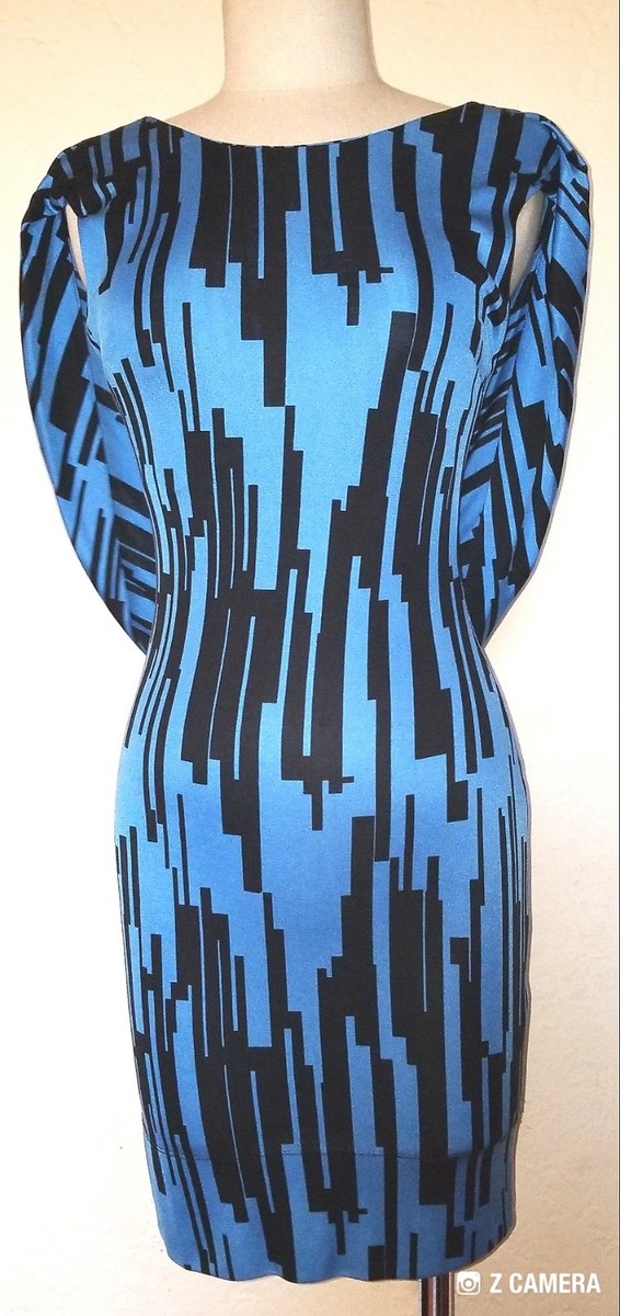 jay godfrey blue dress & Black Back Out Fitted Size 0 shoulder neckline Side zip So Danca Corps Collection 1950's a Line Dress Color:Dark Wine