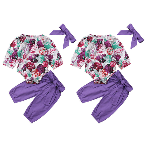 3PCS Newborn Infant Girls Outfits Romper Jumpsuit+pants+Headbands Clothes set - Picture 2 of 12