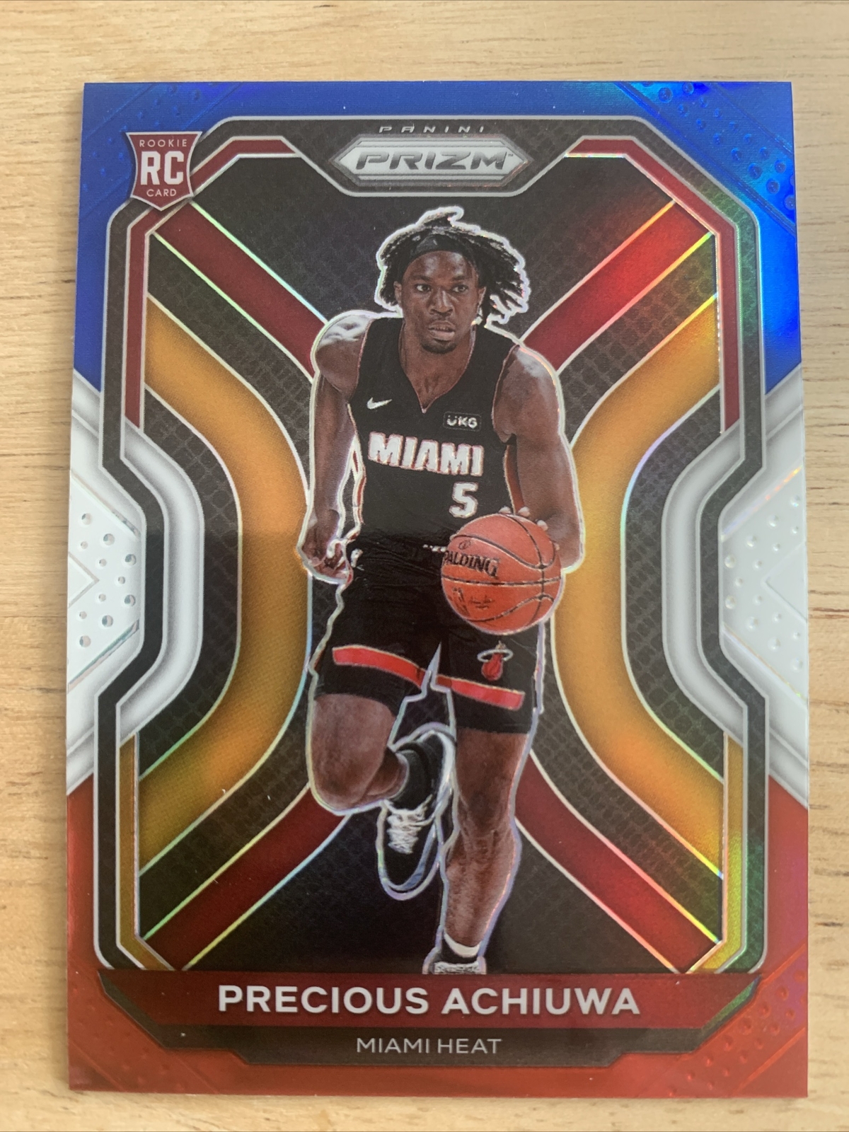 2020-21 Panini Prizm #294 Precious Achiuwa Red White Blue Rookie Card Heat