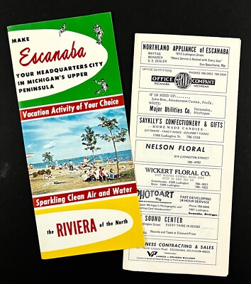 1960s Escanaba Michigan Riviera Tourist UP Eat Stay Vintage Travel Brochure Lot