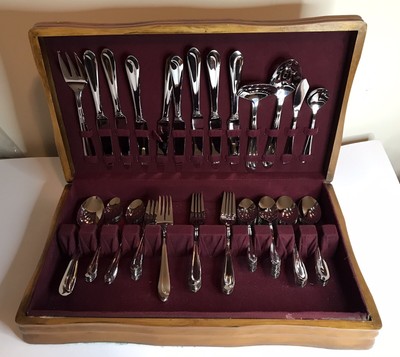 Cambridge Stainless Flatware & Serving Set w/ Silverware Chest -69 Pcs - New