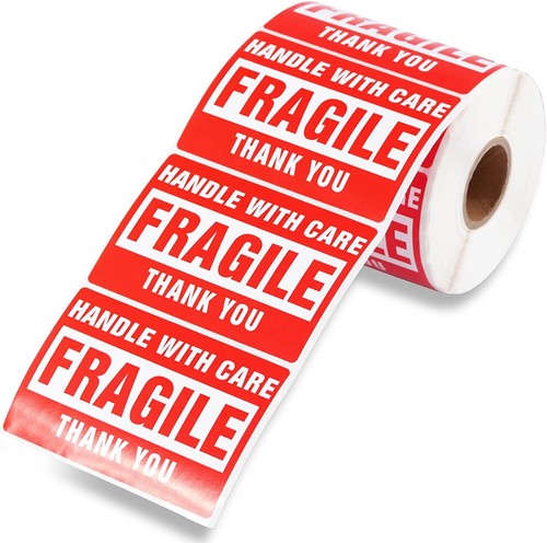 Fragile Stickers Handle With Care 2" x 3" Thank You Warning Labels 500 Per Roll - Picture 3 of 3