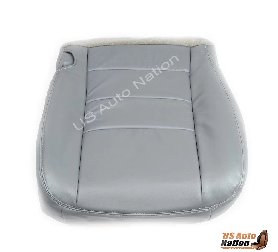 2002-2007 Ford F250 F350 Lariat Genuine Leather Driver Bottom Seat Cover Gray - Image 3 of 4