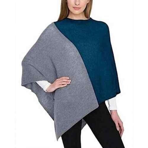 Celeste Anthropologie Womens Poncho Colorblock Wool Cashmere Pullover
