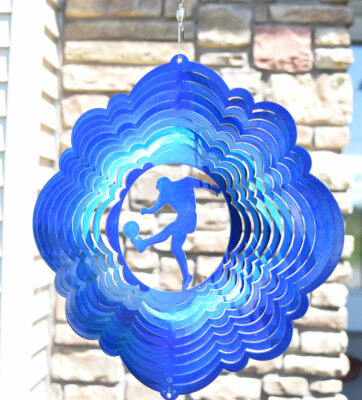 Soccer Wind Spinner, men's boy blue 12'' - LIFETIME RUST WARRANTY Made in the USA
