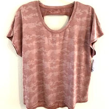 Xersion Top Womens XXL Sierra Rose Jacuard Camo Open Back Active Quick-Dri New