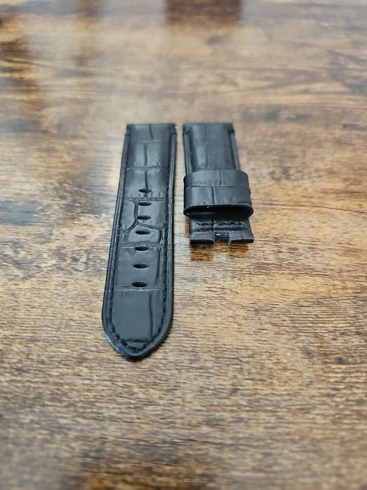 Panerai Watch 24mm OEM Black Alligator Strap for 22mm Deployment Buckle MX001LBN - Image 4 of 4