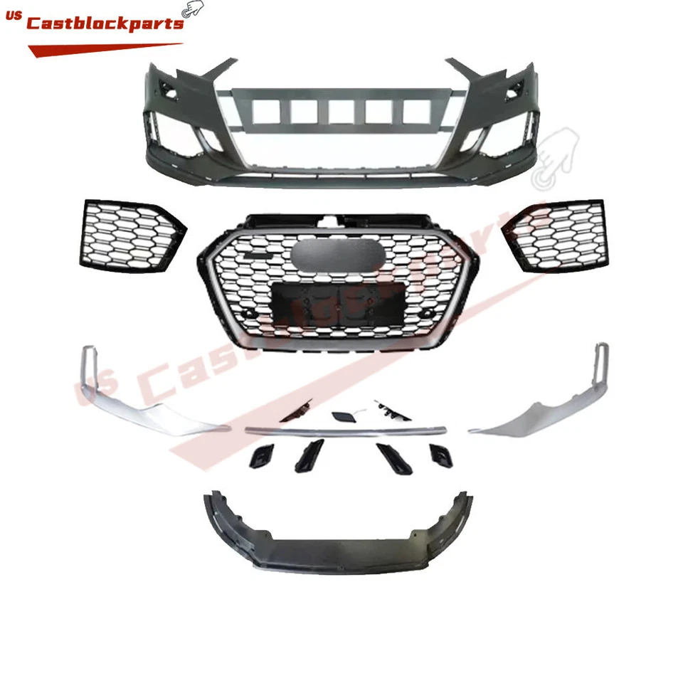 KIT DE CARROCERÍA DE PARRILLA DE PARACHOQUES DELANTERO PARA AUDI A3 2017-2019 ACTUALIZACIÓN A RS3 QUATTRO Foto 2 de 4