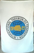 ITF TAEKWONDO FLAG - Also - Suits, Books, Bags, Tie, Pads, Cuff Links, Key Rings