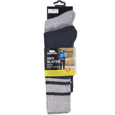 Trespass Mens Anti-Blister 2-Pack Walking Hiking Hitched Socks
