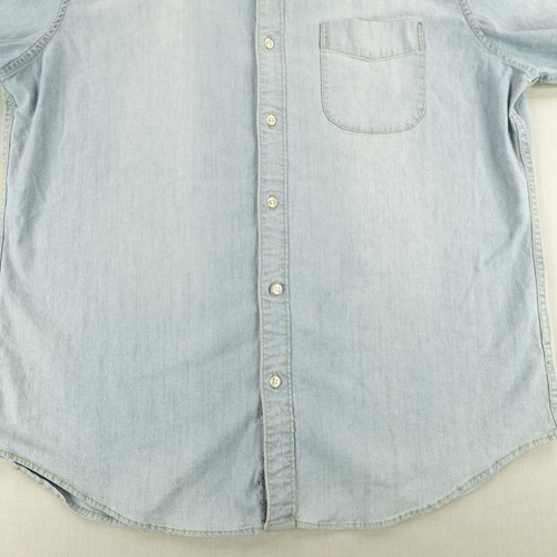 J Crew Shirt Mens Large Blue Chambray Faded Light Button Up Classic Fit Stretch - Picture 4 of 9