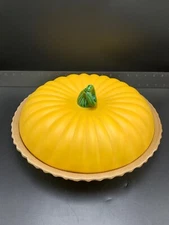 Sanor Ceramica Pumpkin 12" Covered Pie Dish & Lid Portugal