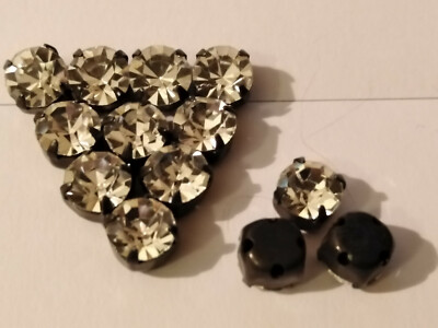 100 x Preciosa MC Chaton Strass Crystal/Black SS40 Glitzersteine Art.7192-7081