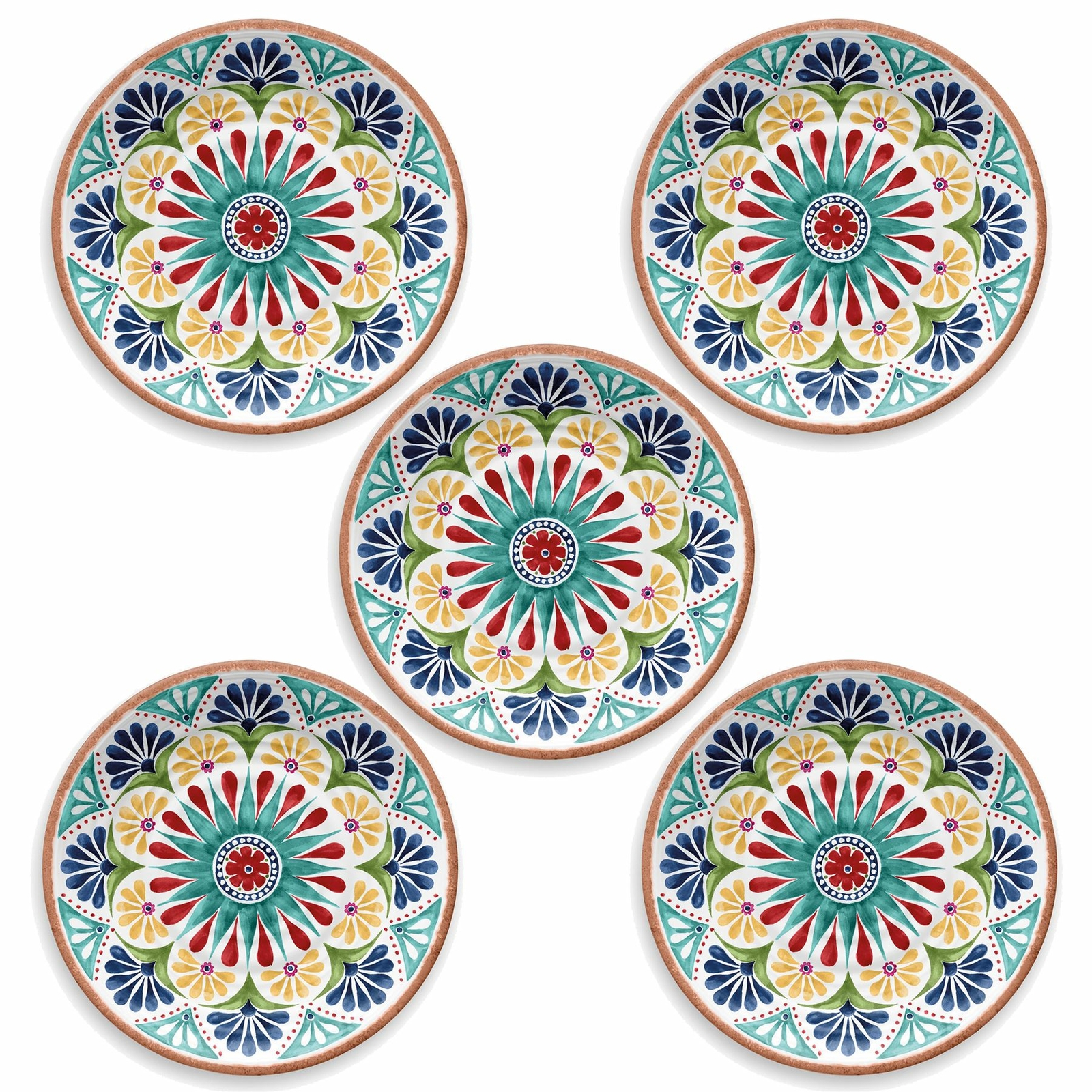 Purely Home Rio Medallion Outdoor/Camping/BBQ-Plastic/Melamine Dinner Plates x 5