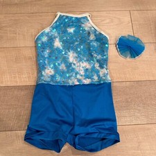 WEISSMAN LARGE CHILD BLUE AND WHITE COMPETITION DANCE COSTUME STYLE 14379