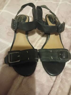 Clarks Ladies Ralene Dazzle Black Leather Sandals Size UK