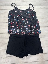 Women's Tummy Control Soft Flowy Two Piece Swim Tankini Tank and Shorts Size 2XL