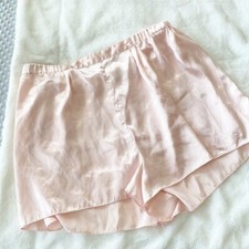 Victoria s Secret white/gold label vintage pink silky high waist sleep shorts L