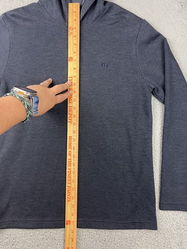 Travis Mathew Hoodie Mens Medium Blue Sweatshirt Button Collar Casual Logo Cozy - Picture 2 of 6