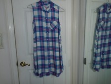Bill New York Plaid Hi-Low Shirt Dress Size Small