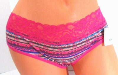Women's Free Press Pink Multi-Color Lacy Hipster Panty Size M  NWT