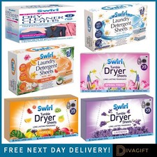 TUMBLE DRYER SHEETS LAUNDRY SWIRL DRY CLEANER CLOTHS DETERGENT FRESH FRAGRANCE