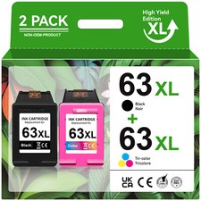 1-3 PK For HP 63XL Black Color Ink Cartridge Officejet 3830 4650 5258 5255 5252
