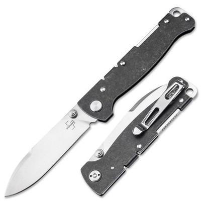 BOKER PLUS Atlas Droppoint TS Folding Knife  D2 Steel Handle Black 01BP0064