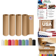 12" x 1200" (100 Feet) Brown Kraft Paper Roll, Pack 4 - USA-Made Quality Craft