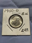 1950 D Roosevelt Dime 10c BU Brilliant Uncirculated 90% Silver US Coin