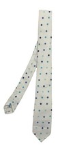 GITMAN BROS 1978 men  s Cotton Unlined Tie In White W A Blue Geometric Pattern