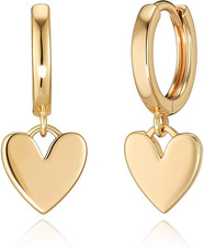 Gold Heart Hoop Earrings Huggie Earrings for Women 14K Gold Plated Small Hoops E