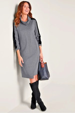$120 NWT Soft Surroundings Moderne Cowl Herringbone Sweater Dress  Medium