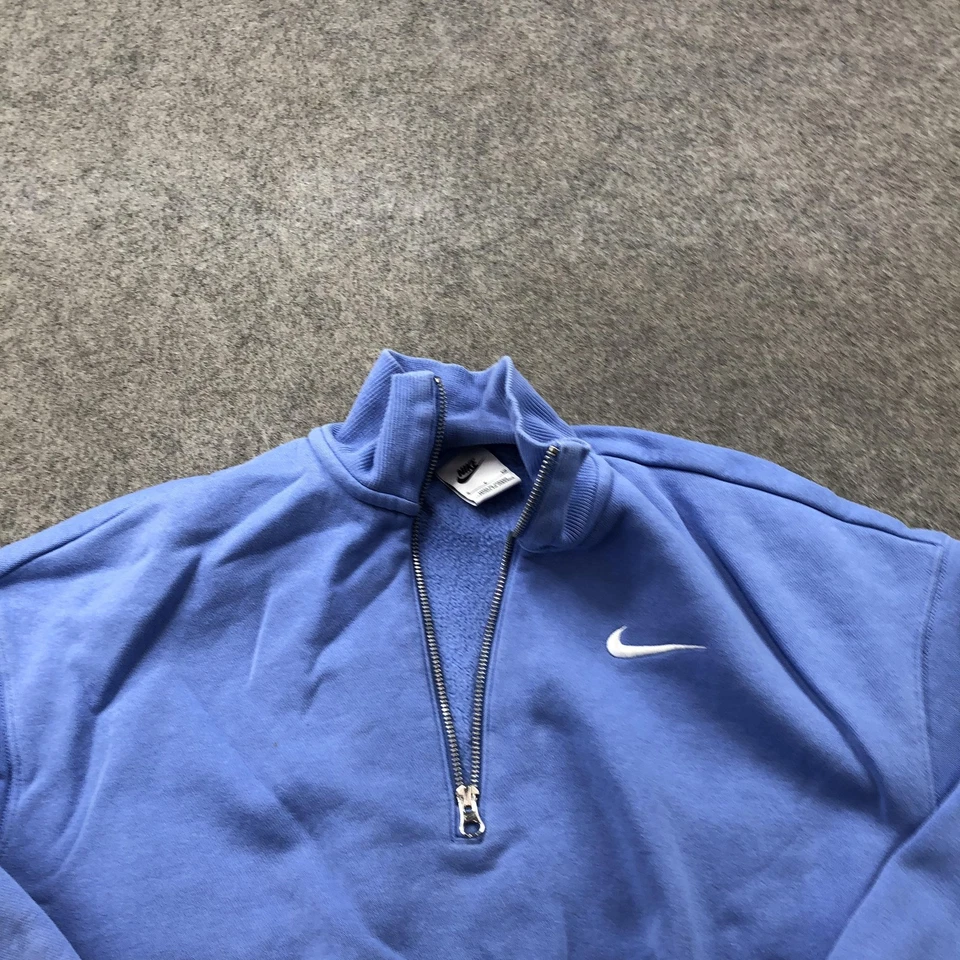 Nike Sudadera Mujer Pequeña Púrpura Azul Cuarto Cremallera Recortada Mock Cuello Swoosh Foto 4 de 4