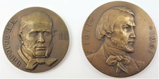 Dealer lot of two 2 Russian medals featuring famous Russians on their 150th bi