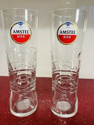 2x Amstel  Pint 20oz Beer Glasses Brand New LATEST DESIGN M25 Free Postage