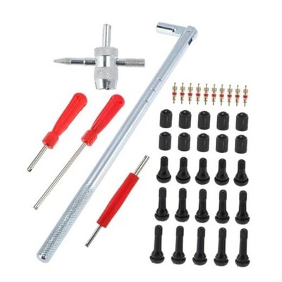 Tire Valve Stem Puller Set 1 Pcs Silver Puller 1 Pcs Multi-Function Wrench 15