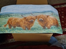 2 Highland Cows Kitchen Rug Washable Entryway Rugs Non Slip A  highland Cow