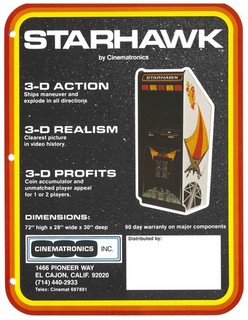 Star Hawk Cinematronics Video Arcade Flyer / Brochure / Ad