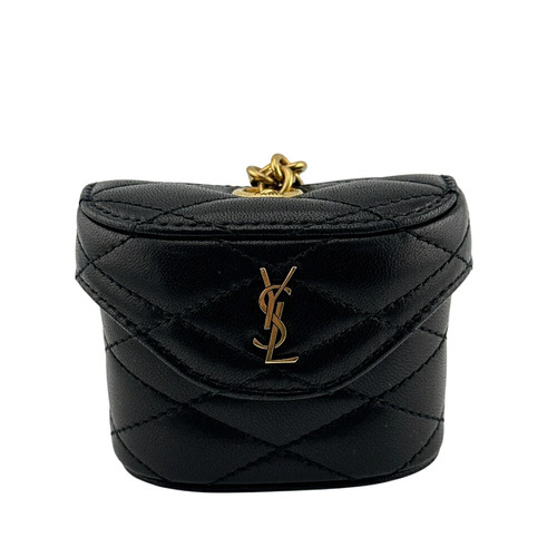 Saint Laurent Paris YSL Logo Pouch Black Leather BRS823952 Box Dust Bag Included