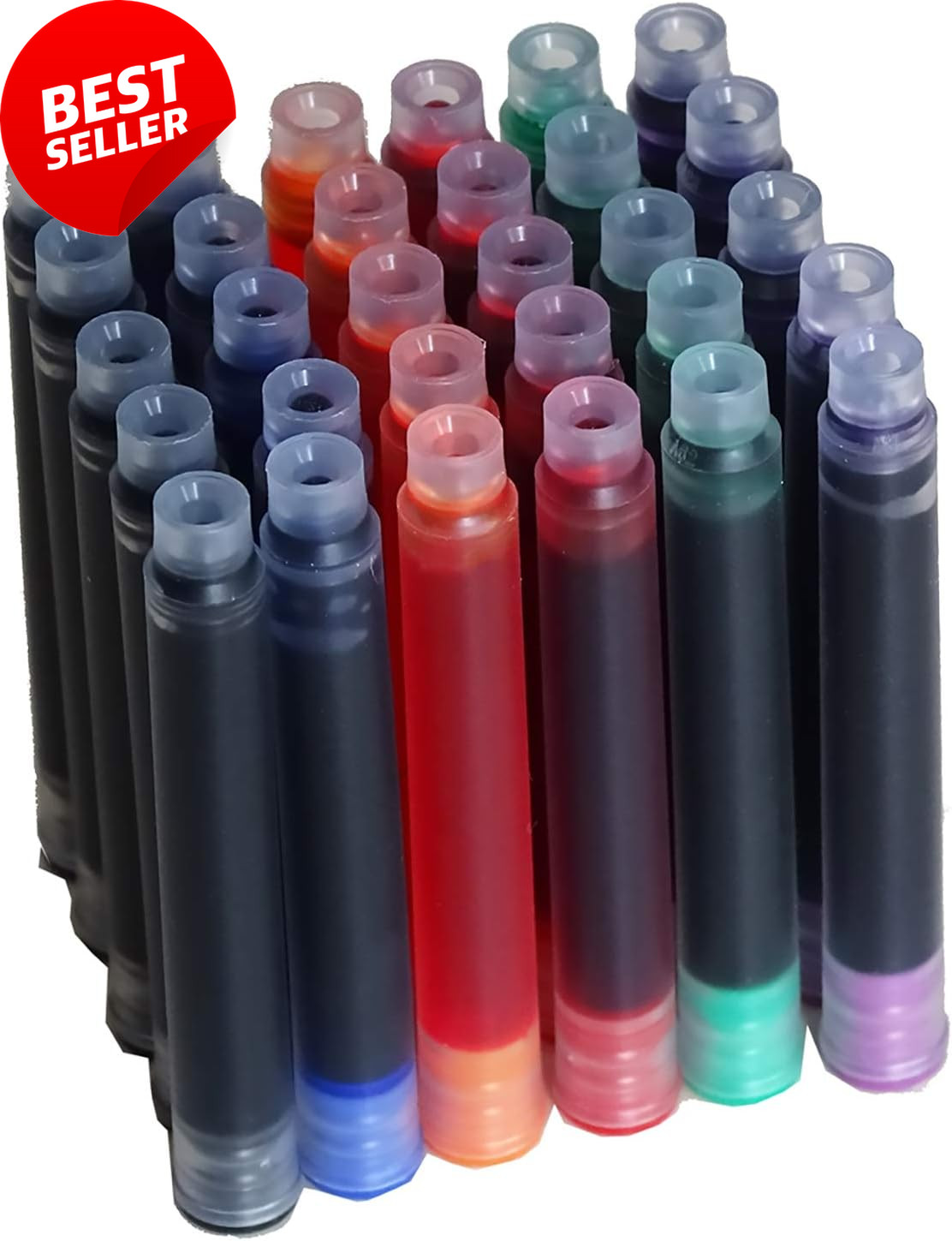 30 PCS Jinhao Fountain Pen Ink Cartridges, 6 Colors, Standard Size, 2.6mm Bore