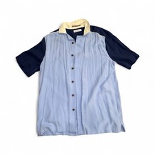 Size M Mens Roundtree  Yorke Caribbean Short Sleeve Button Front Shirt Blue