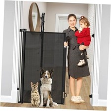 Reinforced 48" Extra Tall Pet Gate with Reinforced 48" Tall x 55" Wide Black